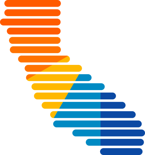 Promisecare Medical Group - A blue and orange logo with a triangle in the middle, representing Covid-19.