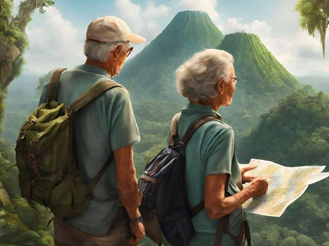 Promisecare Medical Group - An older couple looking at a map in the jungle.