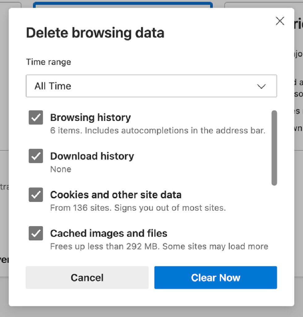 Edge delete browser cache on start