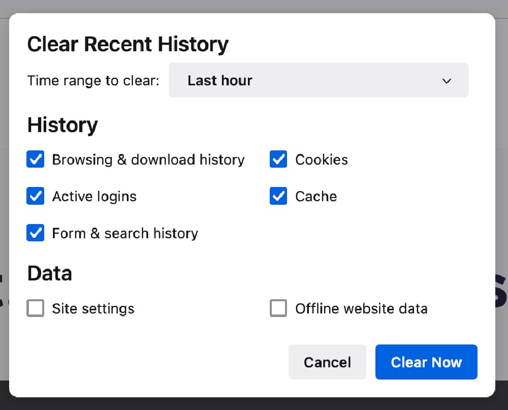Firefox delete browser cache on load