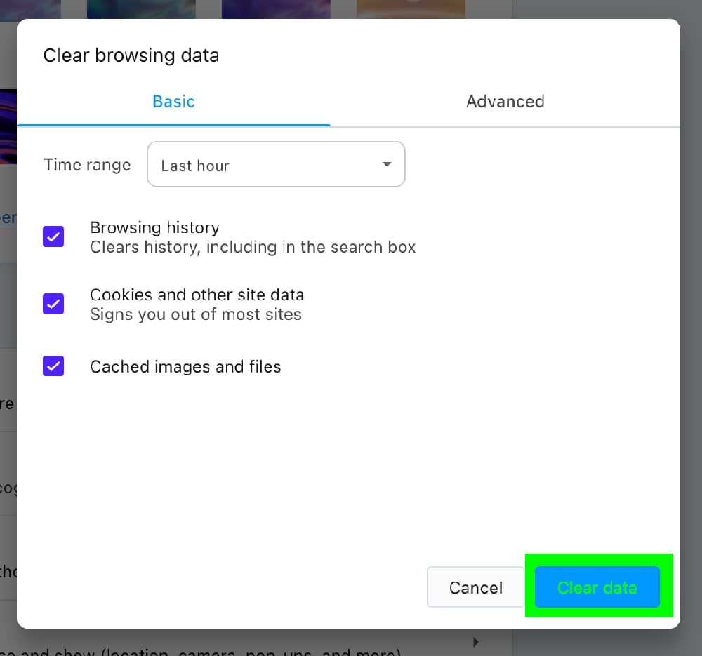 Opera delete browser cache delete green