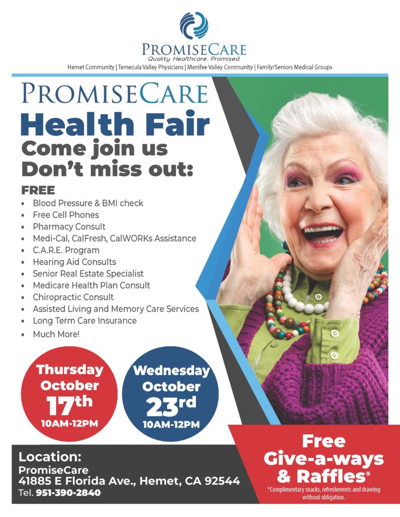Health fair october 17, 2024, october 23, 2024 41885 e. florida ave hemet