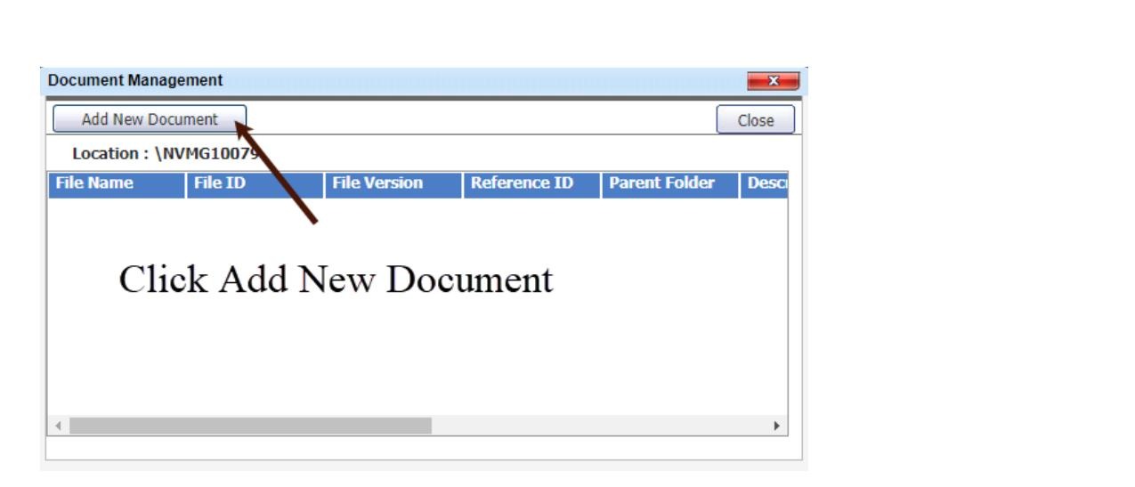 Document Management window with Add New Document button